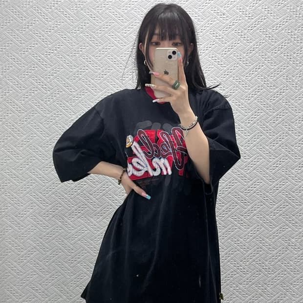 아카데믹스 빈티지 스트릿 펑크 키치로고 아방핏 반팔티 XXL C13152