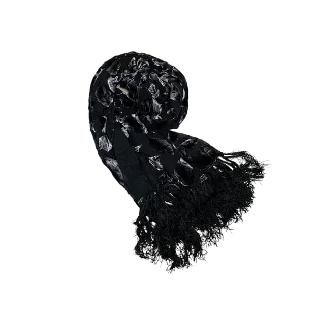 벨벳 나뭇잎 패턴 태슬 머플러 