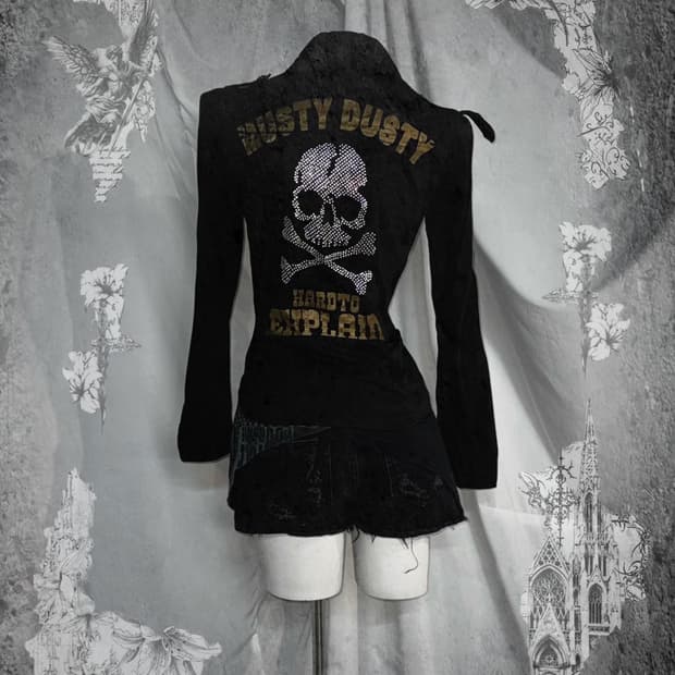 랙아웃 무채색 펑투케 해골큐빅 스크레치 코디세트 