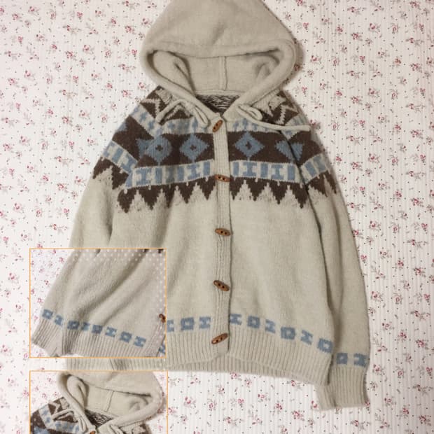 빈티지 모리걸 떡볶이단추 후드 가디건