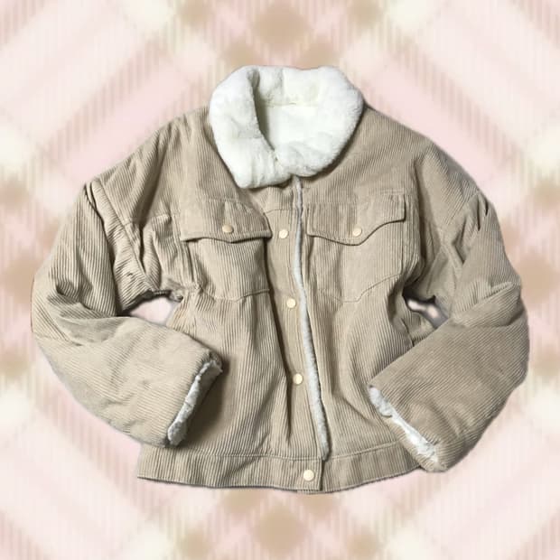 라떼 코듀로이 뽀글이 퍼 자켓 히메 갸루 러블리 로걀 모리 빈티지