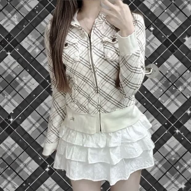 버버리 블루라벨 노바체크 후드집업 stc