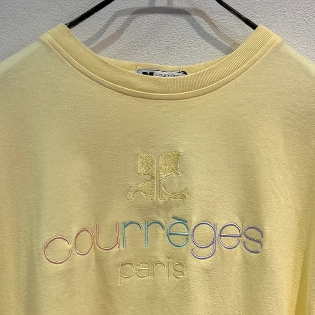 Courreges Pastel Yellow Logo T-Shirt