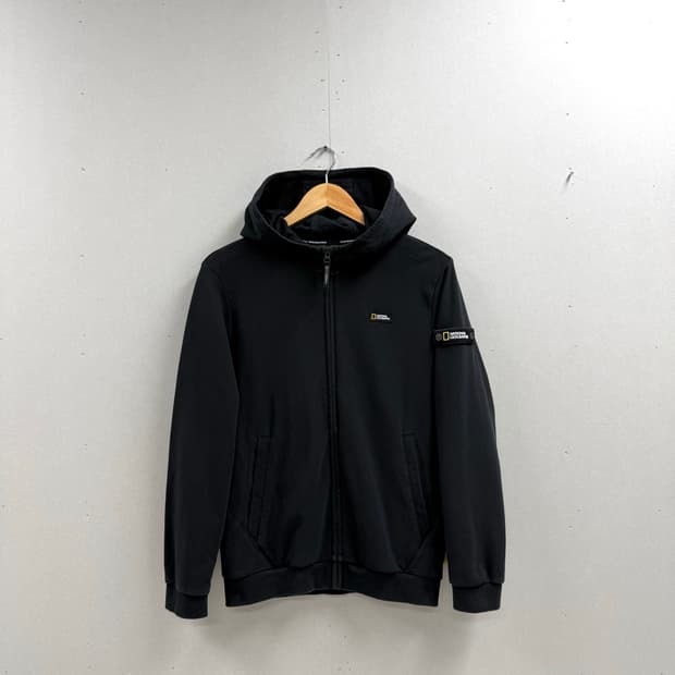 키즈 160 / 내셔널지오그래픽 와펜 후드집업 블랙