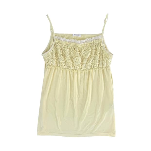 모리걸 하구미 프릴 스퀘어넥 연노랑 슬리브리스 끈나시