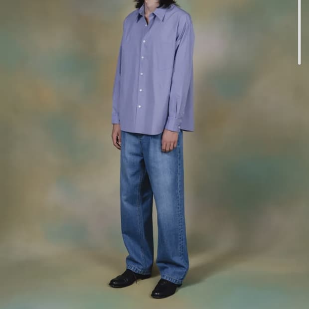 셔터 투턱 와이드 데님 팬츠 L 라이트블루