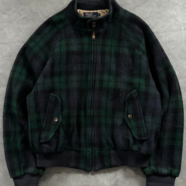 Polo 폴로 80‘s 블랙와치 울 헤링턴 자켓