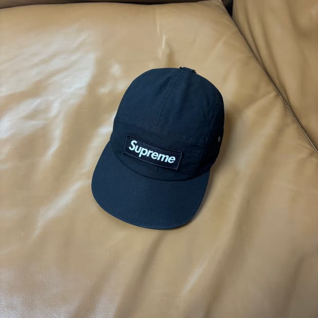 슈프림 캠프캡 모자 박스로고 왁스드 코튼 블랙