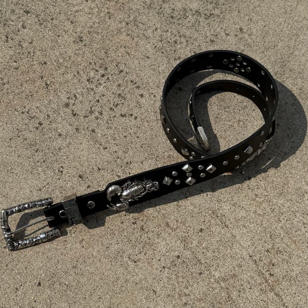 Smoked Metal Scorpion Leather Belt