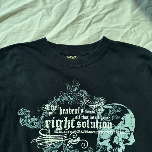 빈티지 스컬 그래픽 티셔츠 블랙 스트릿 y2k