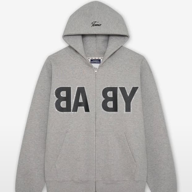 톰스벌스데이 베이비 로고 큐빅 후드집업 그레이