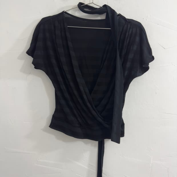 comme ca stripe wrap top