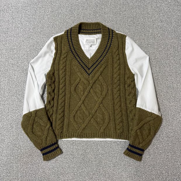 메종 마르지엘라 브이넥 셔츠 니트 여성용