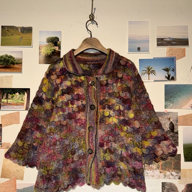 물결 니트 가디건