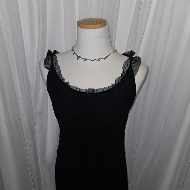 airy shower 블랙 히메 쉬폰 슬리브리스 드레스