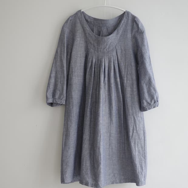 ROUX-BRIQUE 린넨 셔링 원피스