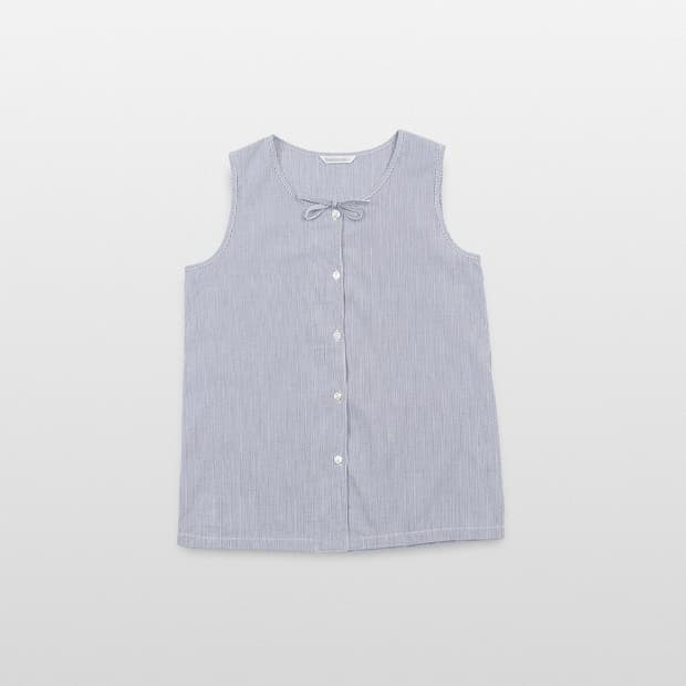GARCONNE Stripe Sleeveless Ribbon Blouse