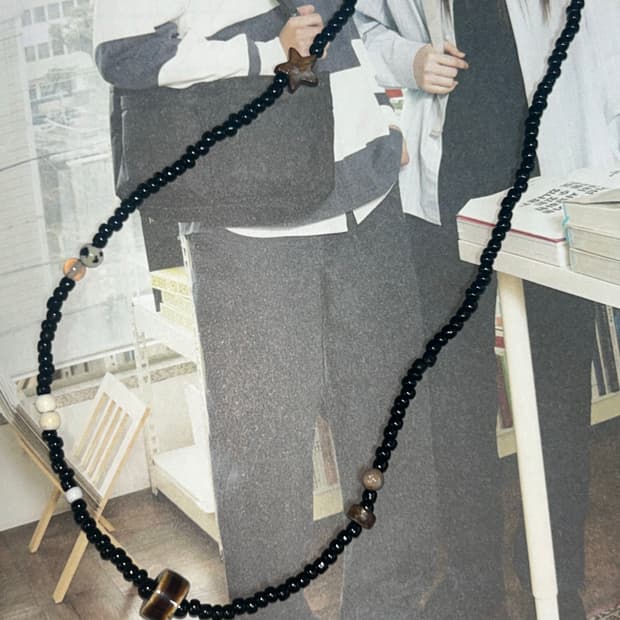 빈티지 비즈 브라운 목걸이 / brown point necklace