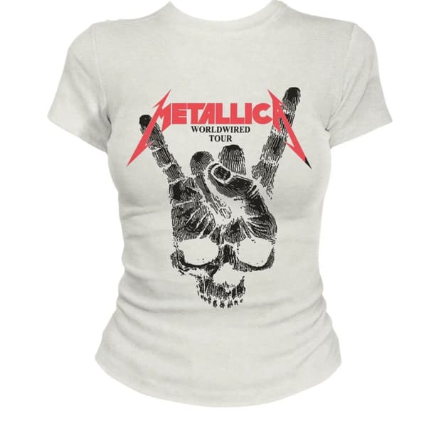 메탈 스컬 락 프린팅 슬림핏 반팔 티셔츠