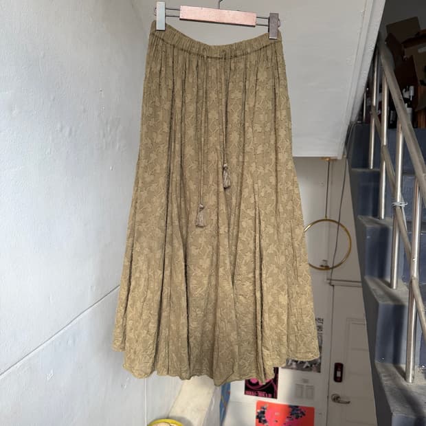 빈티지 그런지 카키 롱 스커트