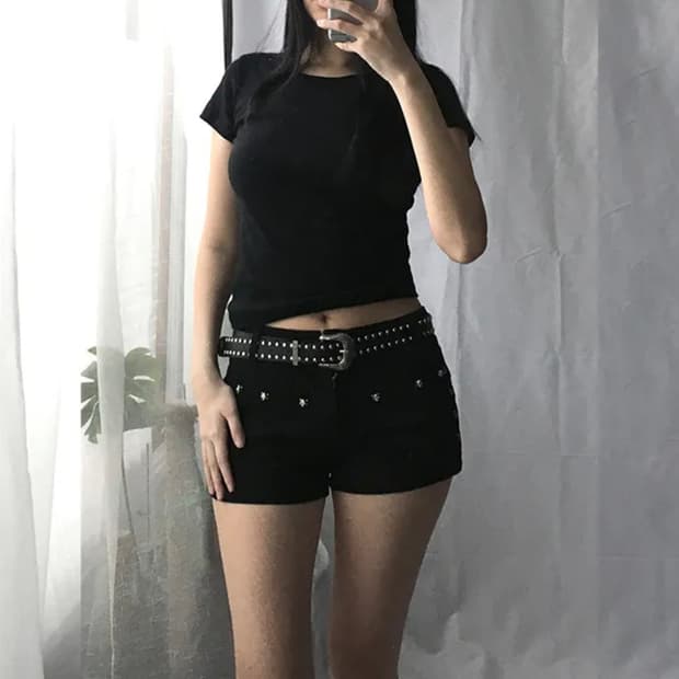 스컬 스터드 숏팬츠 반바지 아워캐비넷 스컬프터 코이세이오 미스치프