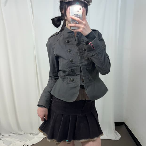 Betty boop 카키 그레이 나폴레옹 자켓