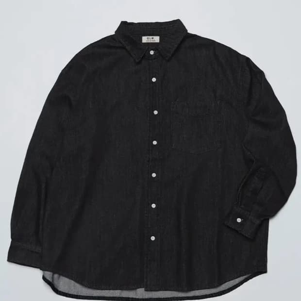 굿라이프웍스 오버사이즈 워시드 데님셔츠 블랙