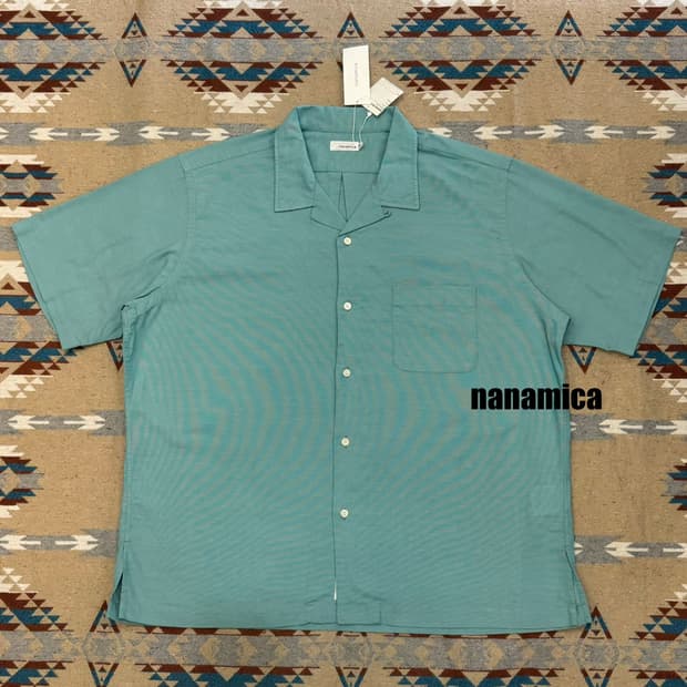 [M][100] 나나미카 오픈카라 파나마 숏슬리브 셔츠 민트 