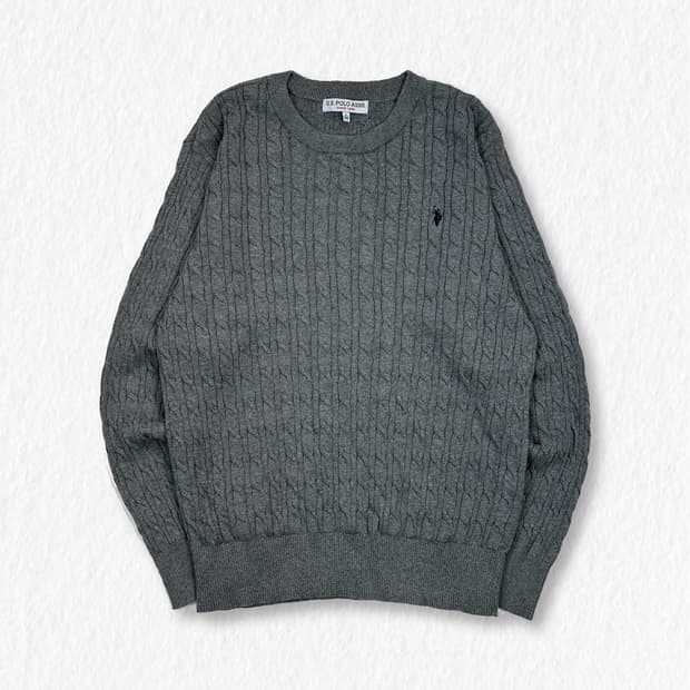 US POLO ASSN 케이블 니트 그레이