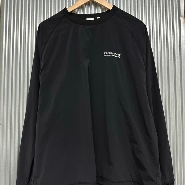 [M] FILA SPORT 휠라스포츠 오버핏 우븐 바람막이 풀오버 블랙