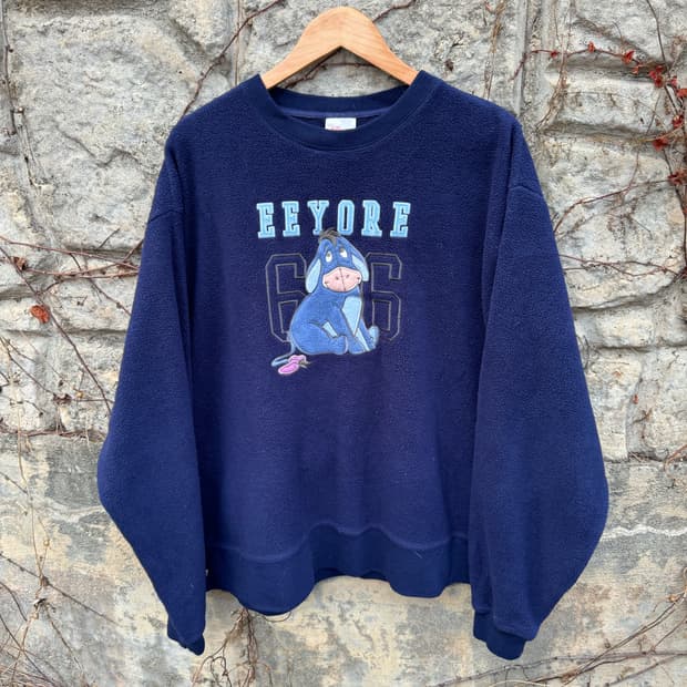 디즈니 빈티지 동키 후리스 플리스 스웻 셔츠 맨투맨 네이비