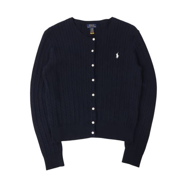 폴로 랄프로렌 QR 네이비 케이블 니트 가디건