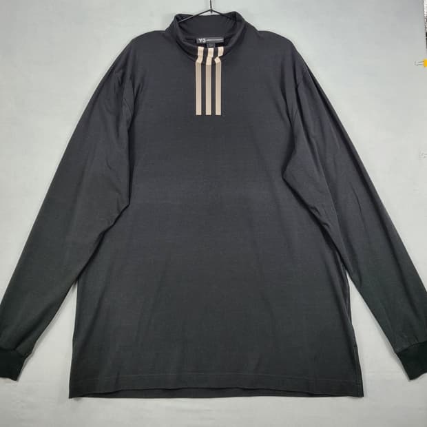 Y-3 아디다스 요지야마모토 블랙 삼선 긴팔 티셔츠