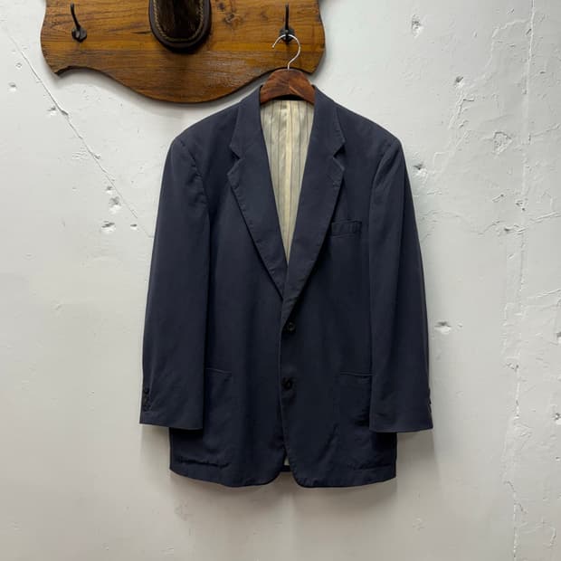 90s Burberrys Tencel-Cotton 2-Button Bla