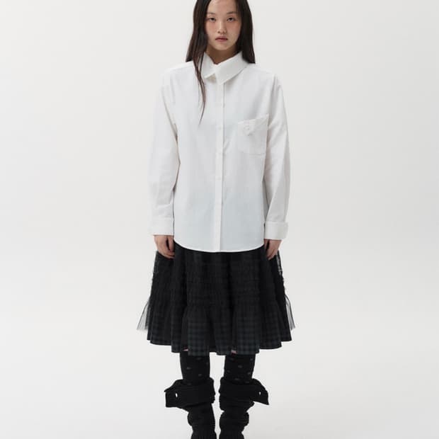 오헤시오 LAYERED SHEER FRILL SKIRT, KHAKI CH
