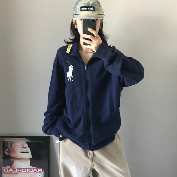 폴로 랄프로렌 빅포니로고 코튼 네이비 집업