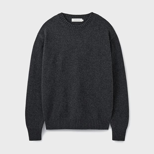 유니온블루 V2 캐시미어 울 크루넥 니트 차콜 L사이즈