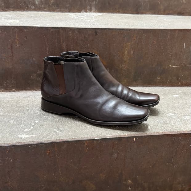 질샌더 다크브라운 레더 첼시부츠