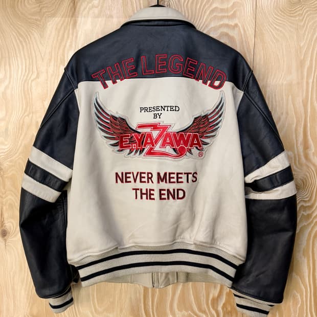 E.Ya Zawa 윙 로고 레더 집업 자켓