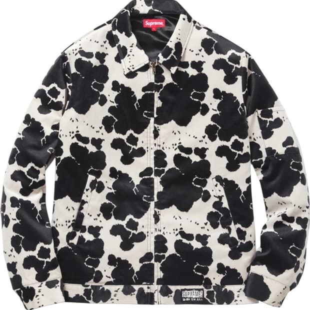 슈프림 15fw 벨벳틴 카우 워크자켓