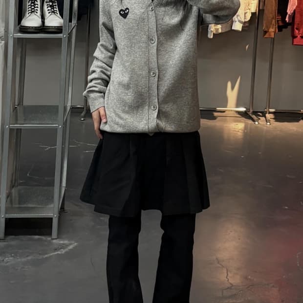 꼼데가르송 블랙 와펜 그레이 울 가디건  A3533