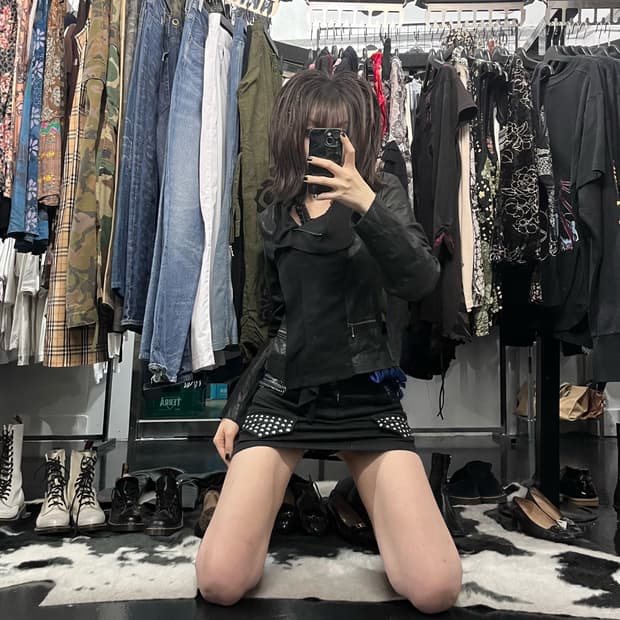 락시크무드 슬림핏 레더자켓