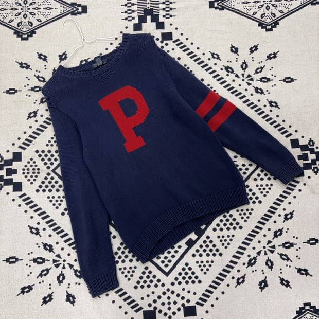 폴로 랄프로렌 90s 빈티지 빅로고 코튼 니트 스웨터 L P00035