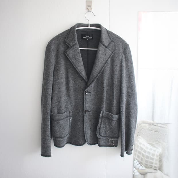 polka dot rough cut wool jacket  