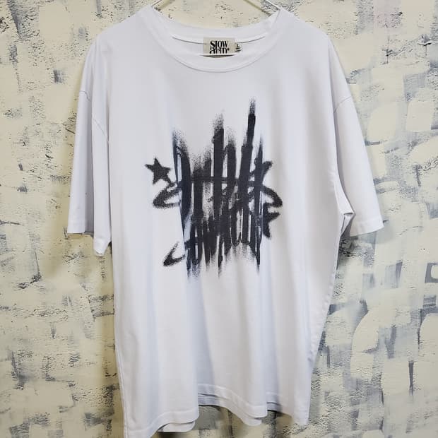 슬로우애시드 그래픽 반팔 티셔츠 화이트 