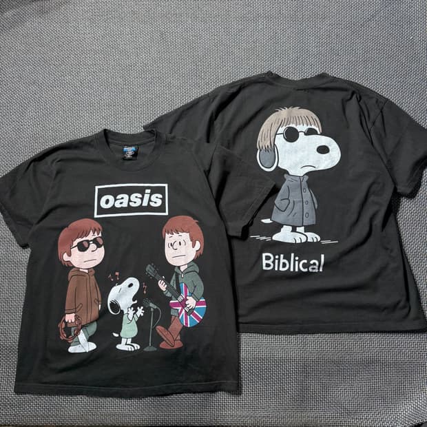 새상품) 오아시스 락밴드 프린팅 티셔츠 (L/XL)