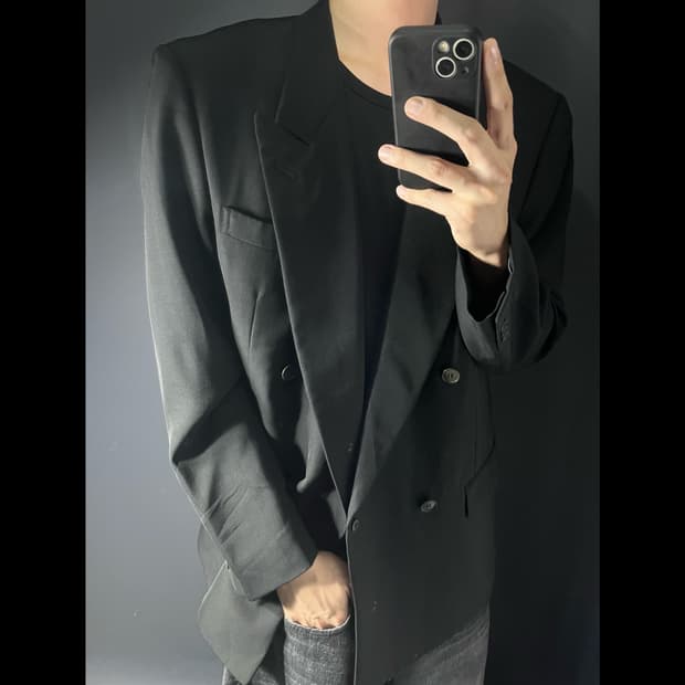 빈티지 울 더블 블레이저
