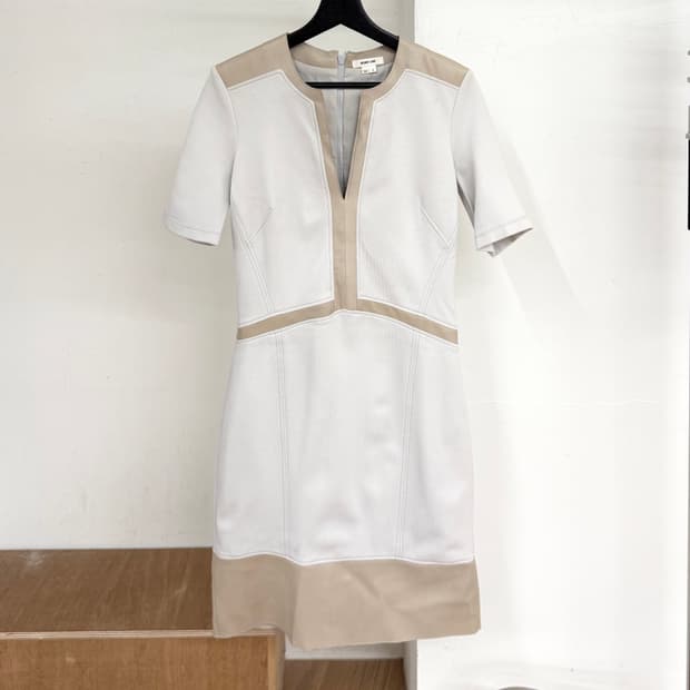 헬무트랭 베이지 에크루 본디지 드레스