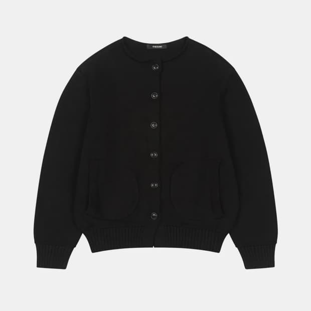 오헤시오 MOCK NECK BUTTON CARDIGAN, BLACK