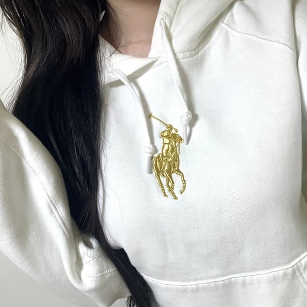 폴로 랄프로렌 빅포니 생화이트 골드 금장 후드티 후드집업